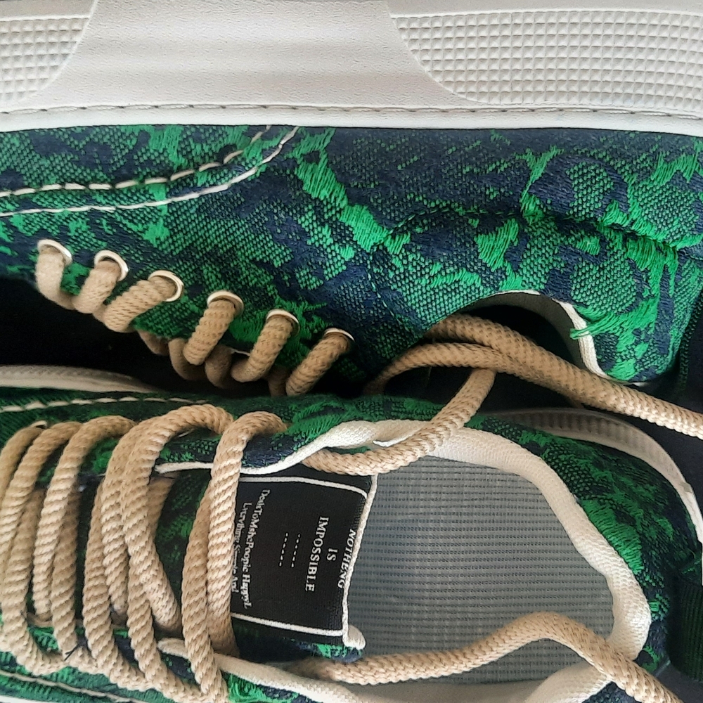 Green and Blue Patterned Sneakers
